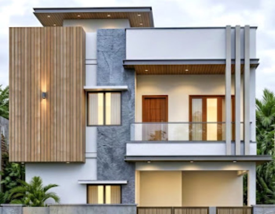 Newly framed two-story residential house under construction